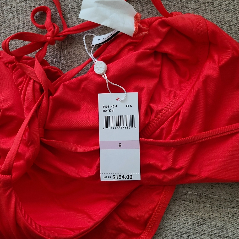Trina Turk Monaco Twistback One Piece Swimsuit in Flame Sz 6 - Picture 7 of 11
